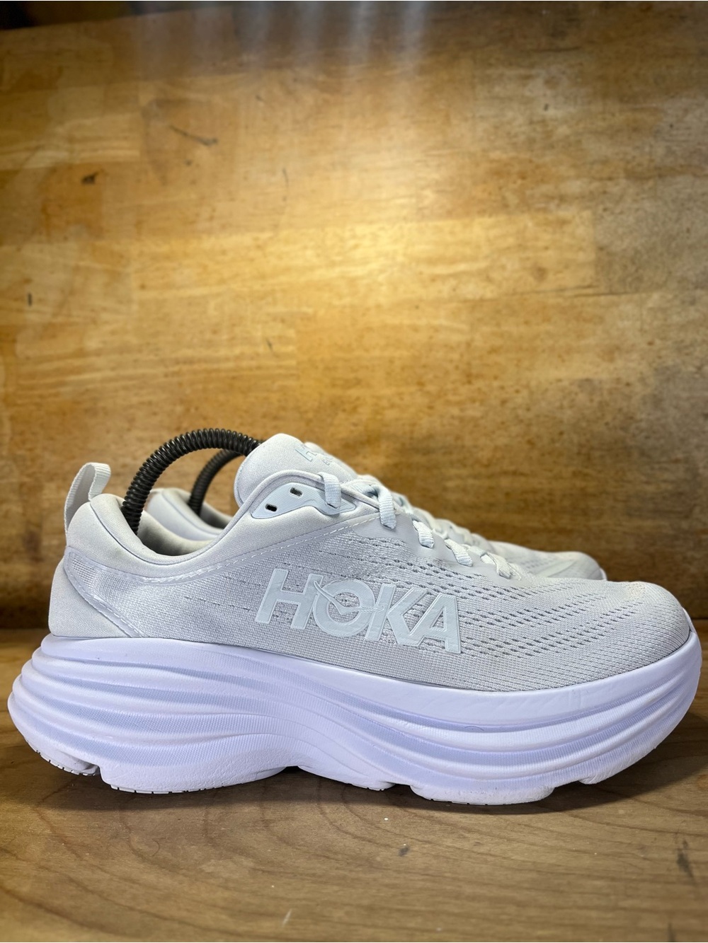 Hoka One One Bondi 8 REFLECTIVE Womens Size 9 Running Shoes Sneakers White